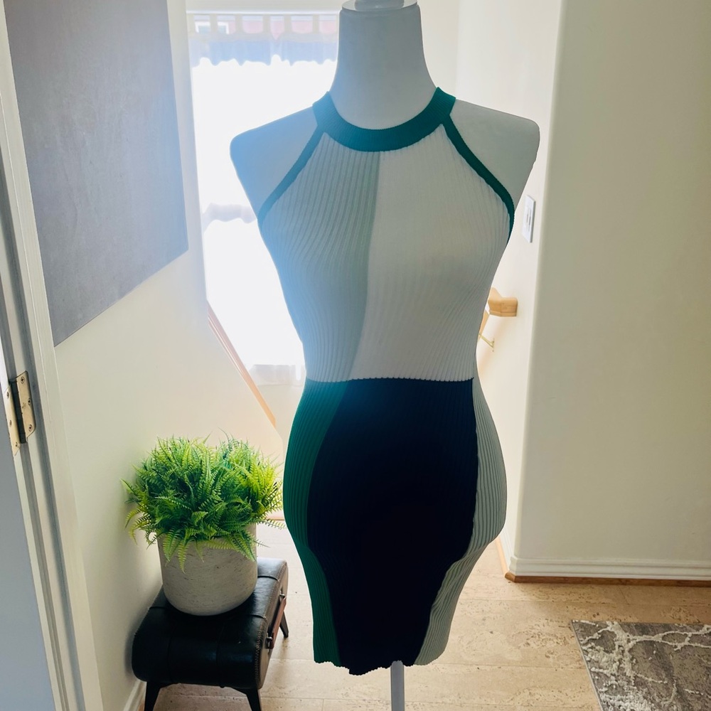 Colorblock Halter Dress